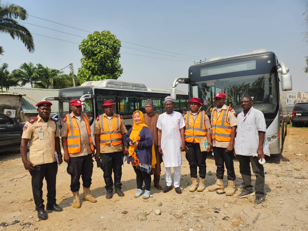 FRSC officials and transport stakeholders during I-Metro bus inspection and operational assessment.